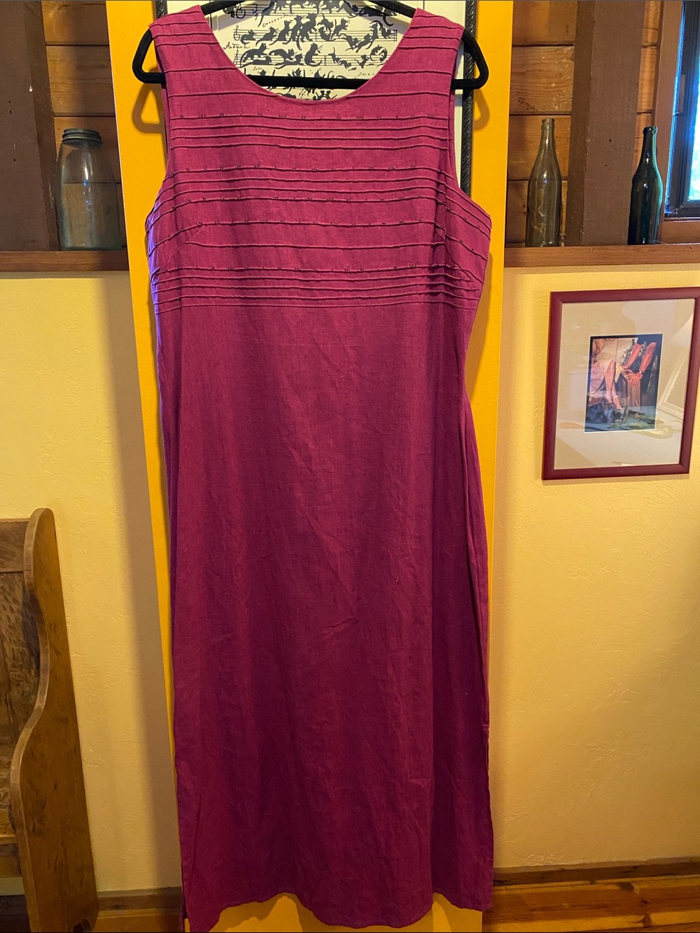 Karin Stevens Linen Blend Beaded Maxi Dress